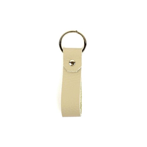 Sleutelhanger (zilver), beige leer