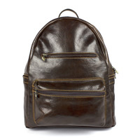 Donkerbruine leren rugtas