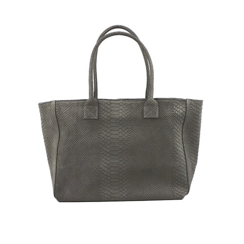 Grijsbruine shopper, slangenreliëf Grijsbruine shopper, slangenreliëf