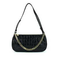 Zwarte baguette tas kroko