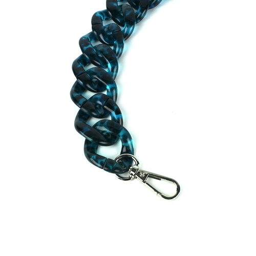 Acryl ketting 60 cm,  luipaard blauw