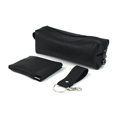 Zwart leren accessoire set Zwart leren accessoire set