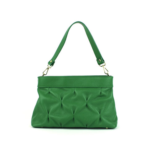 Leren tas groen met plooitjes