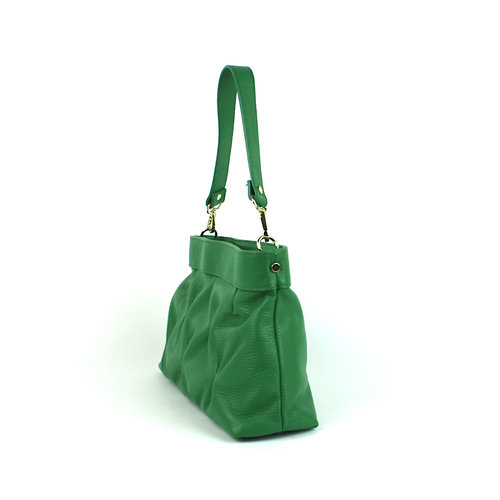 Leren tas groen met plooitjes