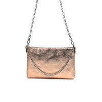 Rozé leren schoudertasje