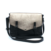 Zwart-bronzen messenger bag