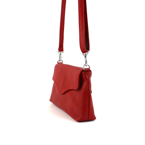 Leren schoudertasje - crossbodytas rood