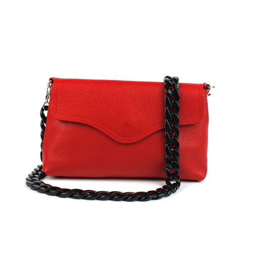 Leren schoudertasje - crossbodytas rood