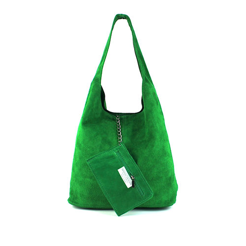 Suède hobo shopper groen