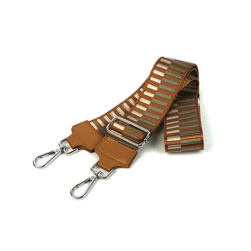 Gestreepte cognac schouderband Gestreepte cognac schouderband
