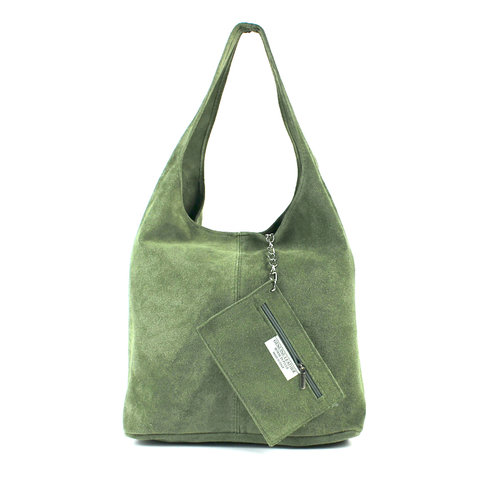 Suède hobo shopper mintgroen