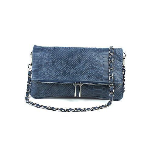 Jeansblauw leren tasje dubbel Jeansblauw leren tasje dubbel