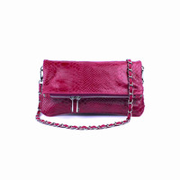 Fuchsia leren tasje dubbel