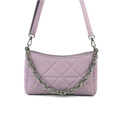 Lila quilted schoudertas / baguette tas met ketting