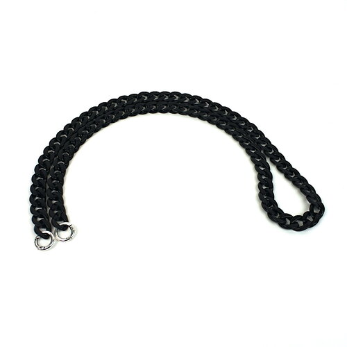 Acryl ketting 100 cm, glanzend zwart - zilver Acryl ketting 100 cm, glanzend zwart - zilver