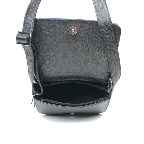 Zwarte doorgestikte schoudertas / messenger tas
