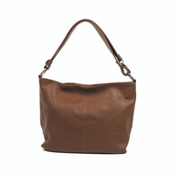 Cognackleurige leren schoudertas