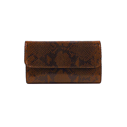 Bruine clutch met glanzend slangendessin