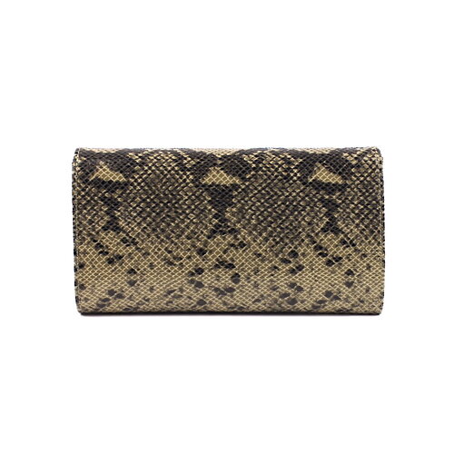 Beige clutch met glanzend slangendessin B