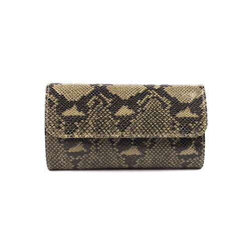 Beige clutch met glanzend slangendessin B