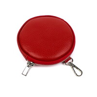 Rond leren portemonneetje, rood