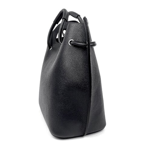 Zwarte leren handtas 'bag in bag' met dubbel handvat