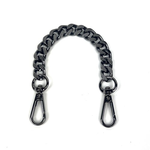 Korte  ketting 20 cm gun metal facet M-