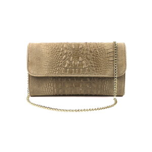 Taupe clutch in suède kroko