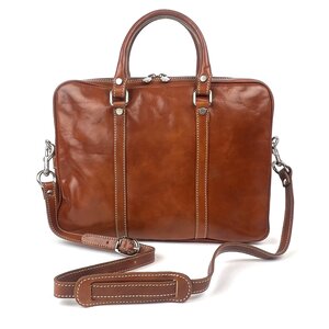 Cognac leren (laptop) tas