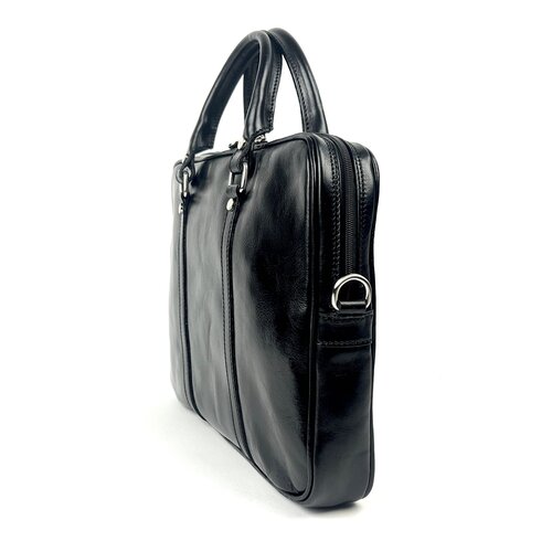 Zwarte leren (laptop) tas  / businesstas