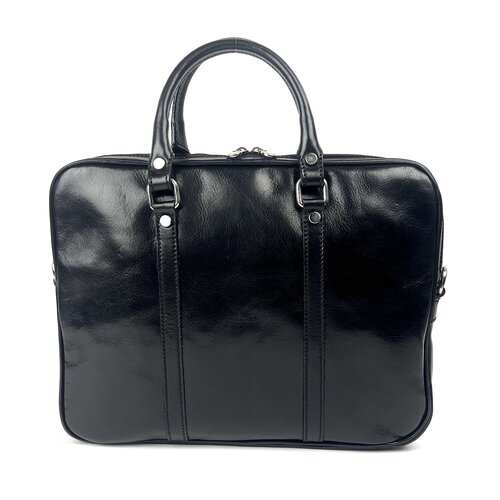 Zwarte leren (laptop) tas  / businesstas