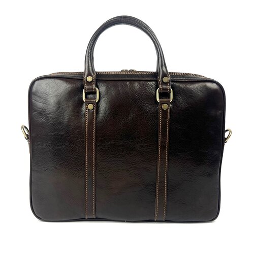 Donkerbruine leren (laptop) tas  / businesstas