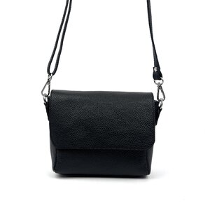 Zwart schoudertasje met overslag - B-keus