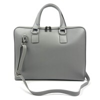 Laptoptas in glad, grijs leer: B-keus