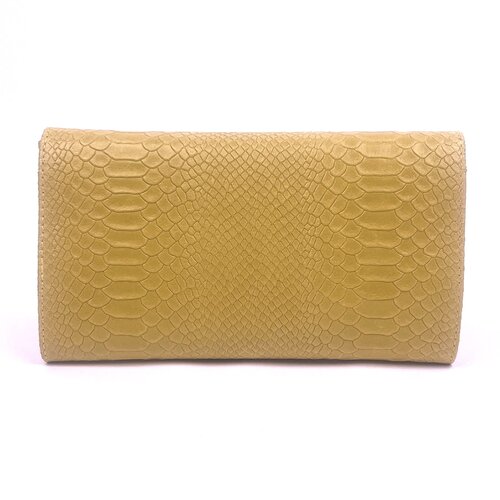 Maïsgele clutch van leer met slangenreliëf