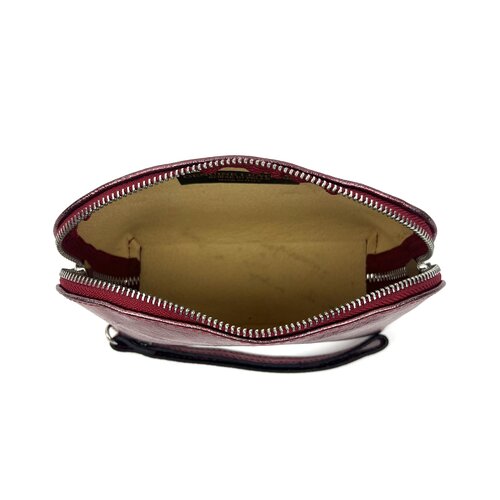 Bordeauxrood metallic Italiaans leren polstasje / clutch: B-keus