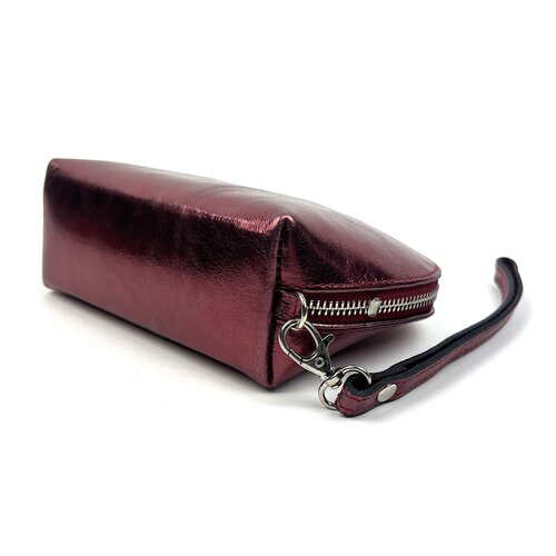 Bordeauxrood metallic Italiaans leren polstasje / clutch: B-keus