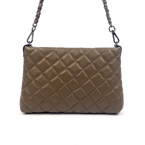 Taupe quilted  schoudertasje