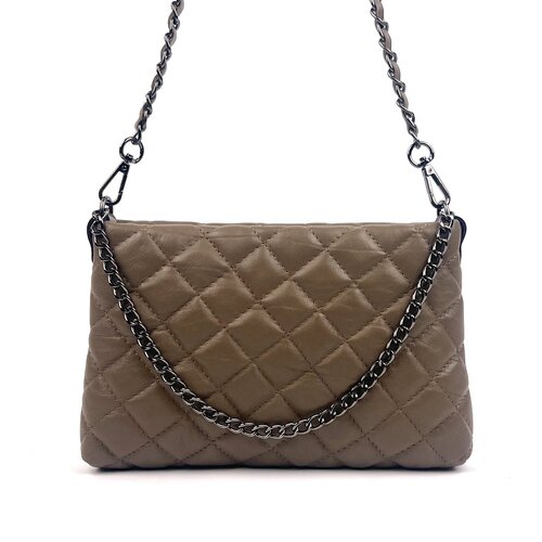 Taupe quilted  schoudertasje