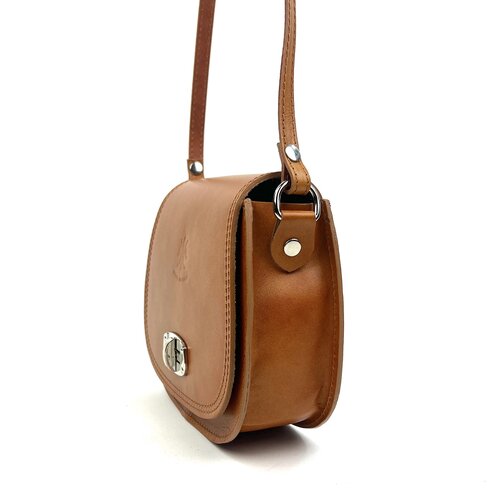 Cognackleurige leren saddle bag