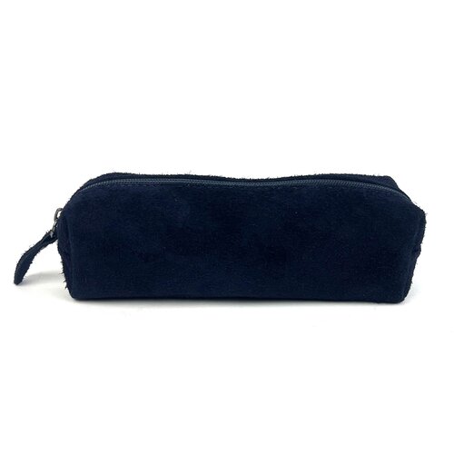 Langwerpig suède etui, donkerblauw