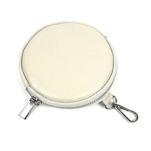 Rond leren portemonneetje, beige