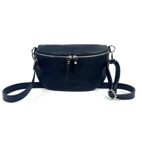 Donkerblauw leren heuptasje / crossbodytas / schoudertas