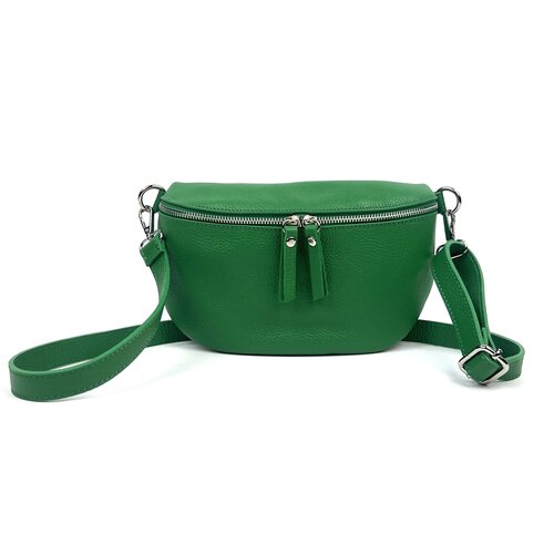 Groen leren heuptasje / crossbodytas / schoudertas