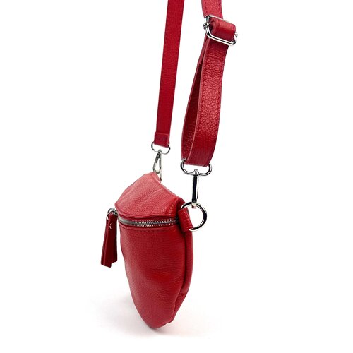 Rood leren heuptasje / crossbodytas / schoudertas