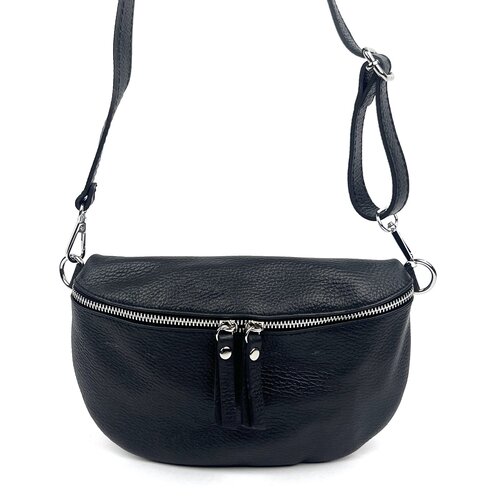 Zwart leren heuptasje / crossbodytas / schoudertas Zwart leren heuptasje / crossbodytas / schoudertas