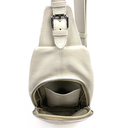 Beige leren crossbody sling bag