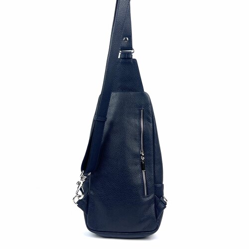 Donkerblauwe leren crossbody sling bag