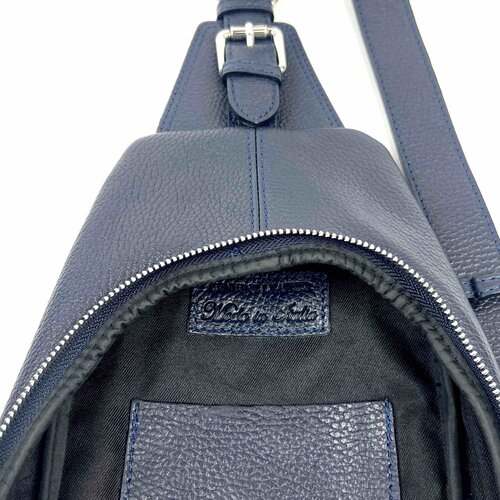 Donkerblauwe leren crossbody sling bag