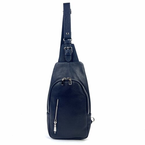 Donkerblauwe leren crossbody sling bag